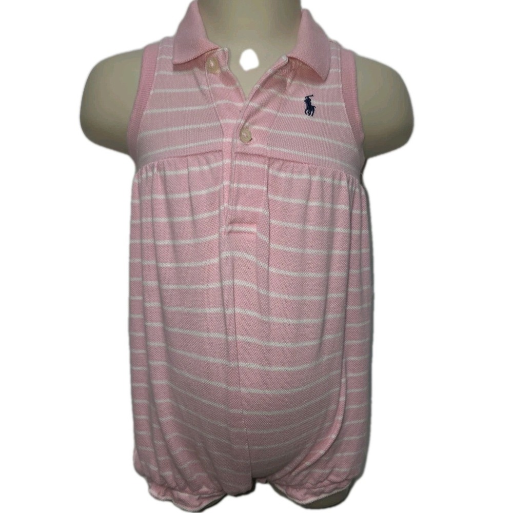 Old Money Preppy Baby Ralph Lauren Layette Sleeveless Romper Pony Logo 3 Month